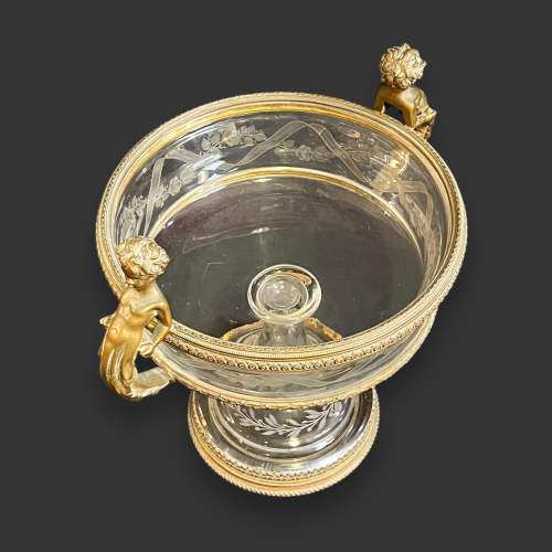 19th Century French Engraved Glass Ormolu Mounted Coupe image-4