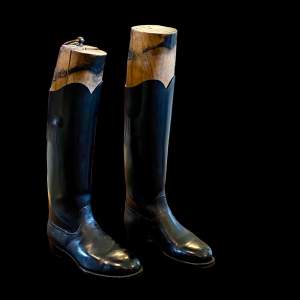 Pair of Edwardian Black Leather Riding Boots