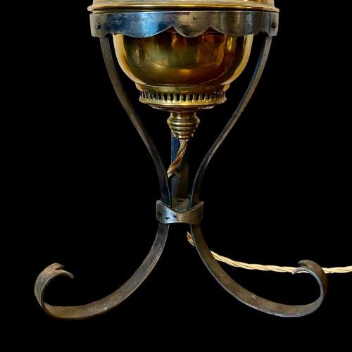 Victorian Brass and Wrought Iron Oil Lamp image-4