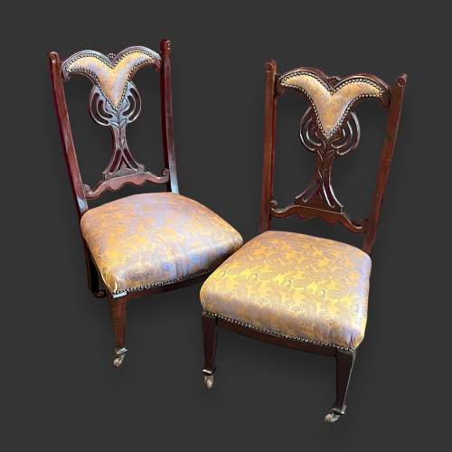 Pair of Arts and Crafts Mahogany Bedroom Chairs image-1