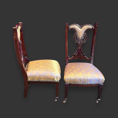 Pair of Arts and Crafts Mahogany Bedroom Chairs image-2