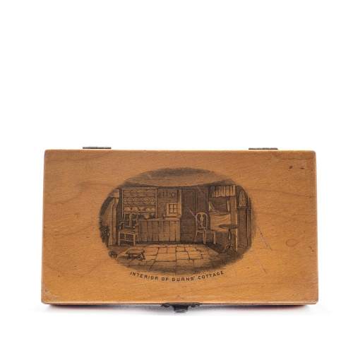 Very Nice Antique Mauchline Ware Box with a View of Burns Cottage image-2