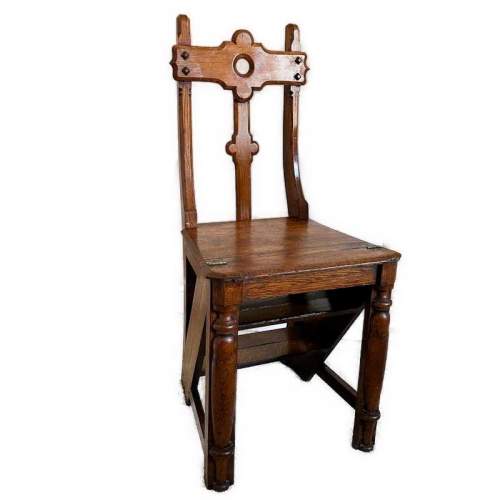 Gothic English Oak Metamorphic Library Steps Chair image-1