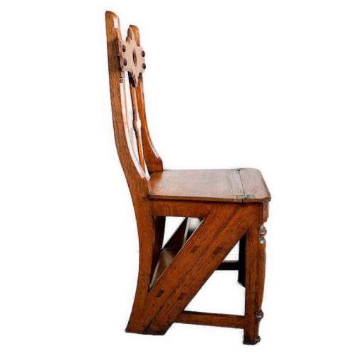 Gothic English Oak Metamorphic Library Steps Chair image-2