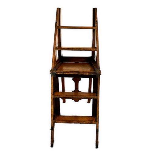 Gothic English Oak Metamorphic Library Steps Chair image-4
