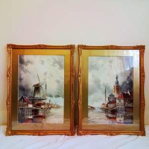 Pair of Watercolours by Louis Van Staaten