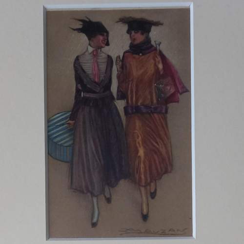 A Framed Early 20thC Original Italian Postcard by Achille Mauzan image-4