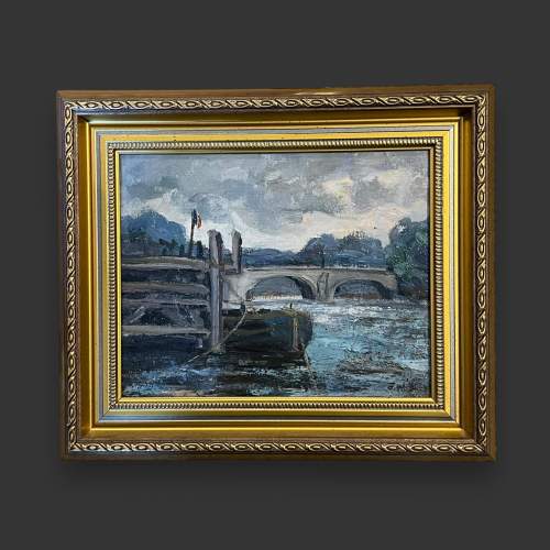 Thames Tie-Up Oil on Board by Franklin White image-1