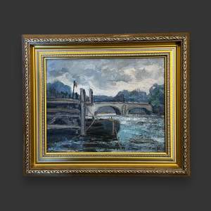 Thames Tie-Up Oil on Board by Franklin White