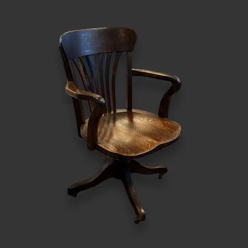 Early 20th Century Swivel Oak Captains Chair image-1