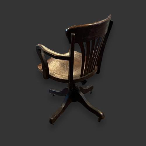 Early 20th Century Swivel Oak Captains Chair image-2