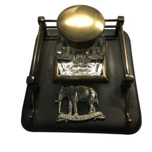 19th Century Royal Hussars Officers Inkwell and Stand