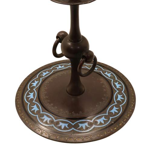19th Century Pair of French Bronze and Enamel Candlesticks image-4