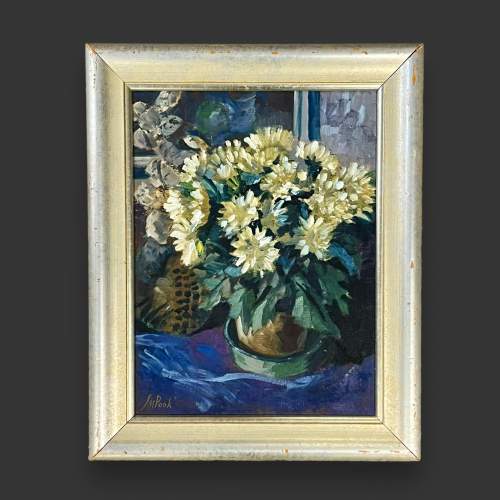 Vintage Signed Original Oil on Board of Painting of Flowers image-1