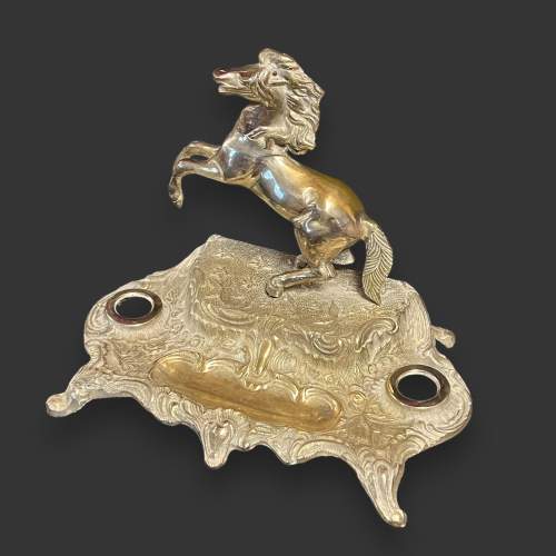 Silver Metal Horse Inkwell image-5