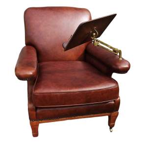 Late Victorian Walnut Framed Leather Library / Reading Chair