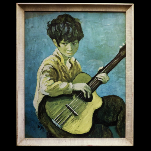 Marcel DYF Original 1960s Print of Gypsy Boy playing Guitar image-1