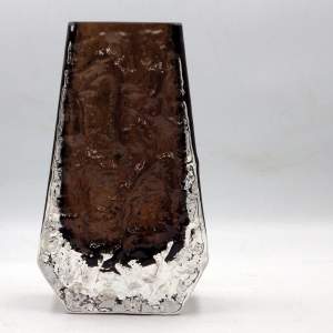 Whitefriars 1960s Geoffrey Baxter Cinnamon Coffin Glass Vase