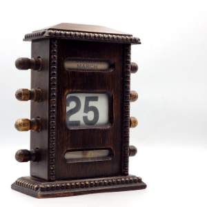Vintage 1920s Oak Bobbin Turned Desktop Perpetual Calendar