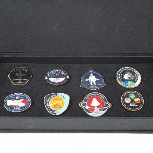 Scarce Full Set of Omega 50th Anniversary Metal Pin Badges image-5