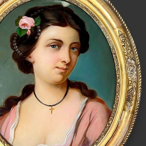 19th Century Reverse Painted Picture of a Young Lady image-2
