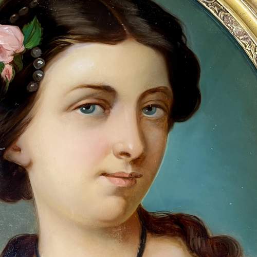 19th Century Reverse Painted Picture of a Young Lady image-3