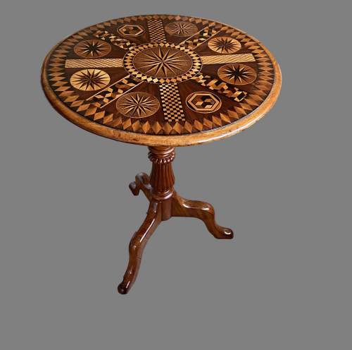 A Mahogany Tilt Top Table - Parquetry Inlaid With Specimen Woods image-1