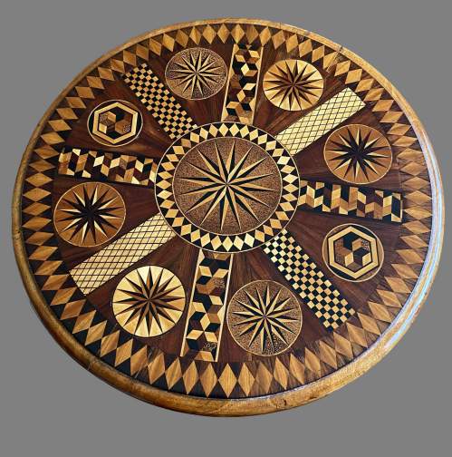 A Mahogany Tilt Top Table - Parquetry Inlaid With Specimen Woods image-2