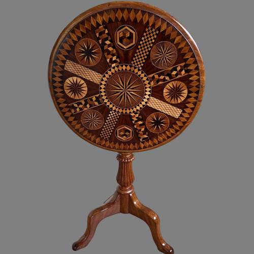 A Mahogany Tilt Top Table - Parquetry Inlaid With Specimen Woods image-4