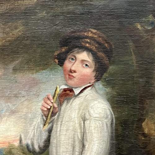 Early 19th Century Oil on Canvas Portrait of a Peasant Boy image-2
