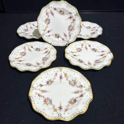 Set of Six Royal Crown Derby Antoinette Tea Plates image-1