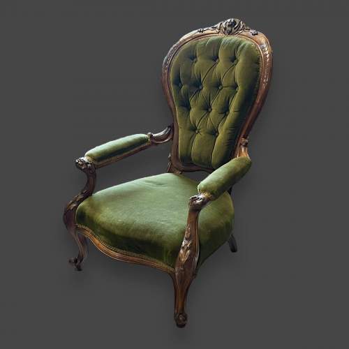 19th Century Walnut Open Framed Armchair image-1