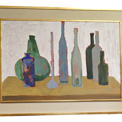 Peter Collins Oil on Board - Vessels with Blue Bottle image-3