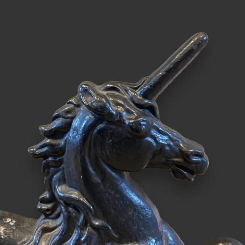 Mid 19th Century Cast Iron Lion and Unicorn Fire Andirons image-5