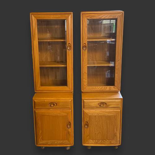 Pair of Ercol Blonde Elm Glazed Cabinets image-1
