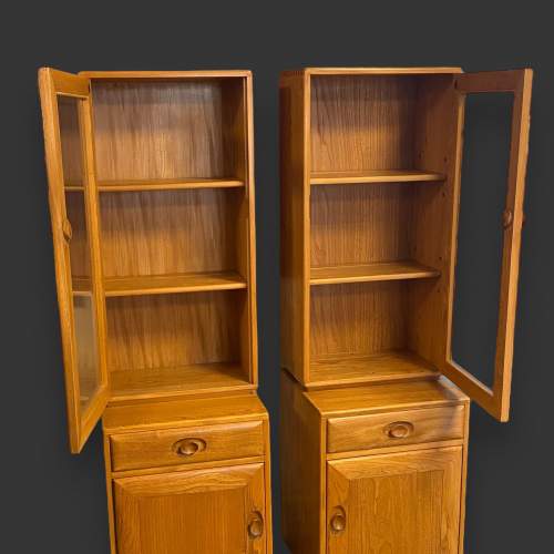 Pair of Ercol Blonde Elm Glazed Cabinets image-2