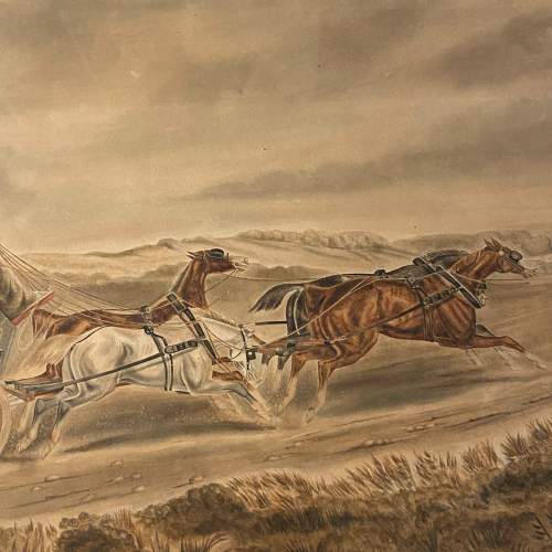 Original Antique Watercolour Painting of a Stage Coach image-3