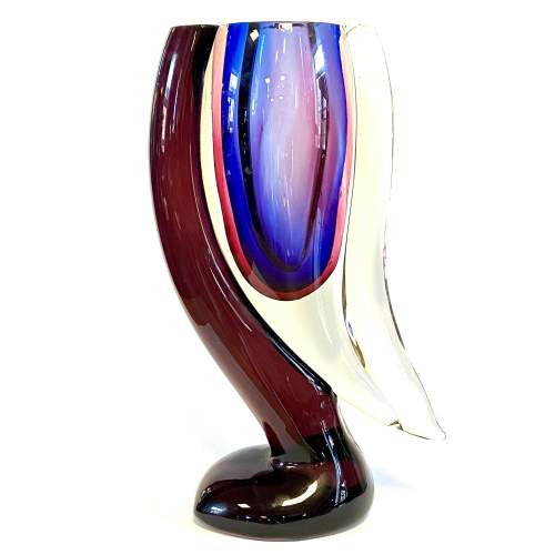 Murano Sommerso Pair of Unusual Shaped Glass Vases image-4