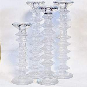 Timo Sarpaneva Set of Four Iittala Glass Candlesticks