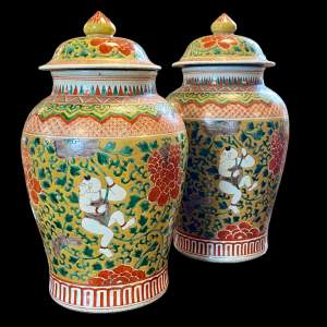 Pair of Large 20th Century Chinese Temple Jars