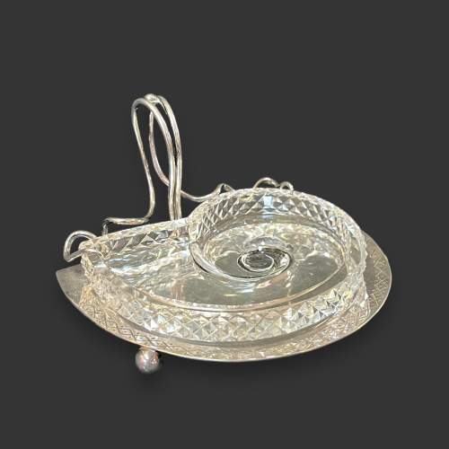 Rare Silver Plate and Crystal Caviar Dish image-1