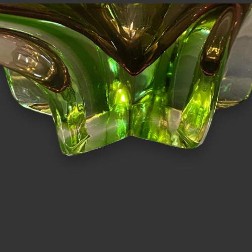 Large Murano Glass Centrepiece Bowl - Green & Pink image-5
