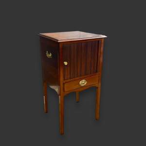 George III Tambour Fronted Mahogany Bedside Cabinet