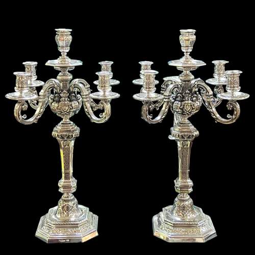 Rare Pair of Silver Plated Christofle Candelabra image-1