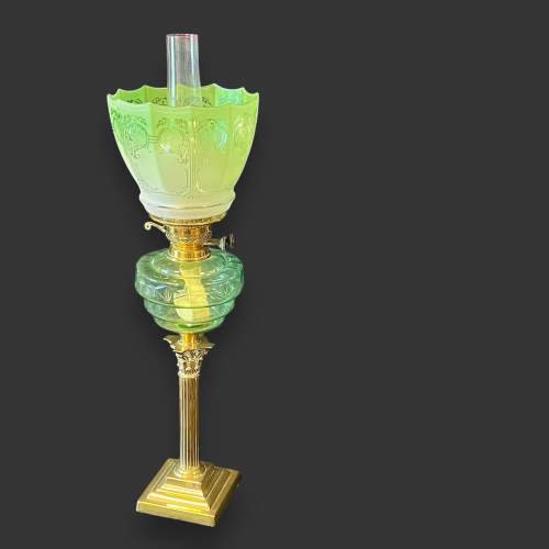 Brass Corinthian Glass Oil Lamp image-1