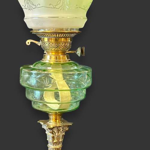 Brass Corinthian Glass Oil Lamp image-3