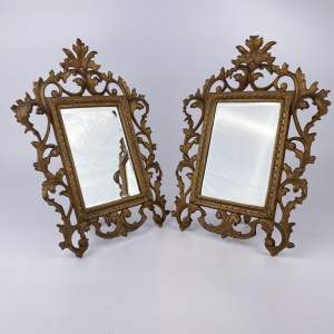Pair of Victorian Gilt Rococo Style Table Mirrors