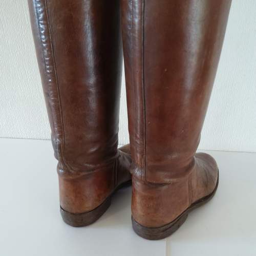 Antique Brown Leather Riding Boots with Wooden Trees image-6