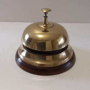 Vintage Shop Brass and Wood Counter Bell