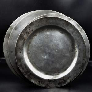 Antique 18th Century Set of Four Pewter Plates